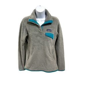 Patagonia Pullover Fleece Womens Snap T Jacket Size Small Gray Blue Teal